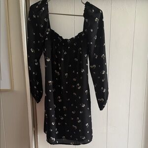 Abercrombie & Fitch Black Floral Long Sleeve Dress